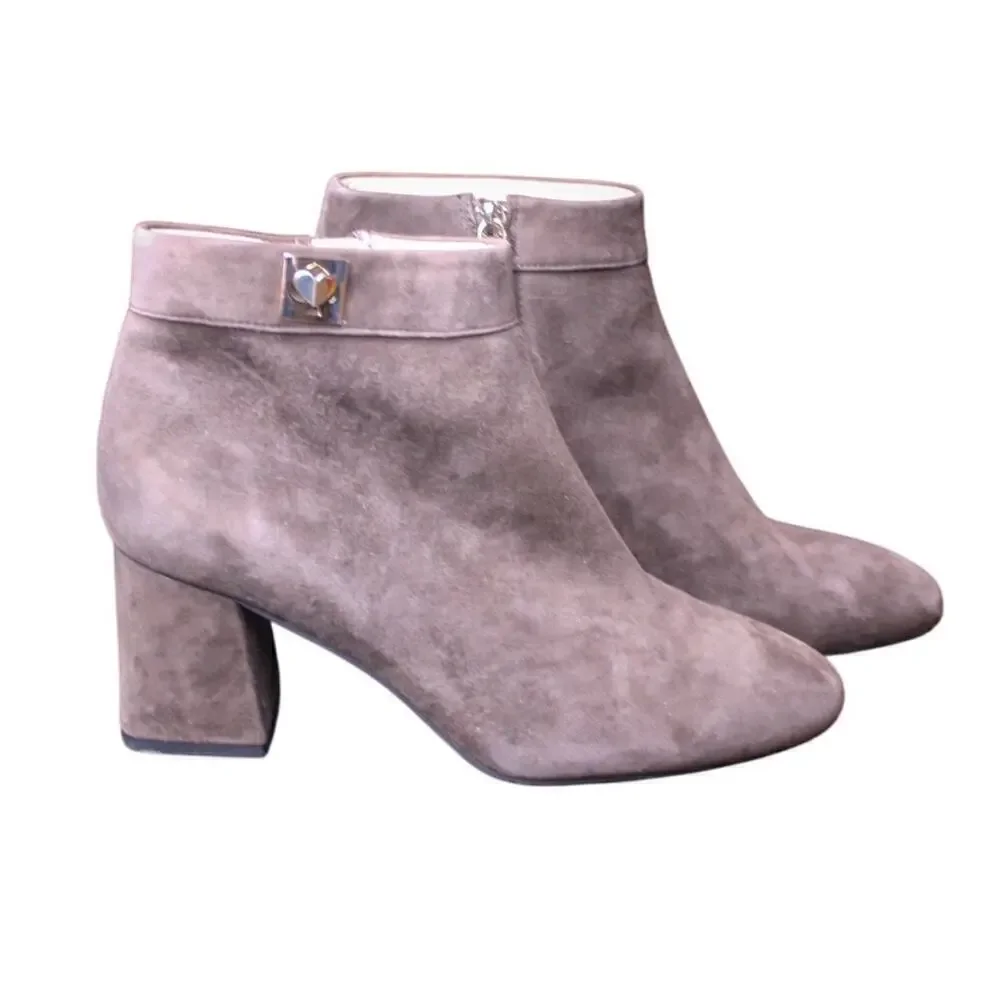 Kate Spade Adalyn Boots Brown Suede Block Heel Ankle Boot Bootie 8M